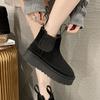 Men's and Women's Same Autumn and Winter Women's Casual and Comfortable Solid Color Platform Snow Boots Chimney Fashion Chelsea Short Boots