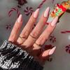 24 шт. съемных накладных ногтей чистого цвета с полным покрытием, рождественские французские длинные миндальные ногти