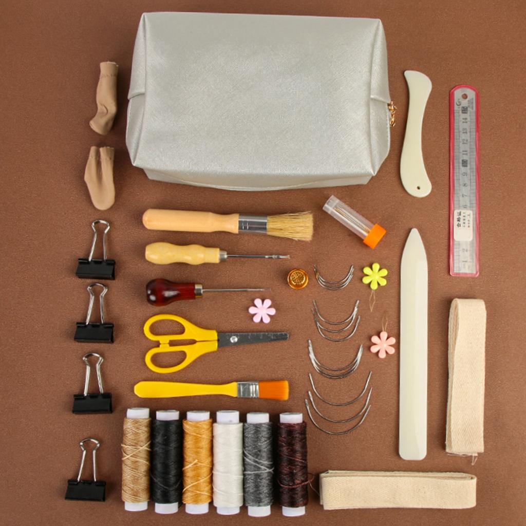 Leather Sewing Set Leather Tool Set Leather Sewing Tool with Leather Sewing Needle and Storage Bag for Leather Sewing