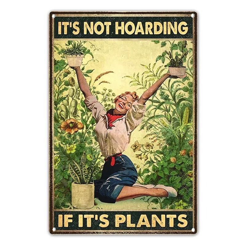 Retro Distressed Gardening Plant Slogan Metal Sign Houseplant Guide Floral Graphic Wall Plate Garden Room Farm Rustic Wall Decor