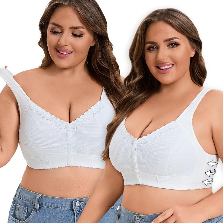 Тонкая чашка спереди с пуговицами для среднего и пожилого возраста нижнее белье женское кружево без стального кольца жилет стиль бюстгальтер больших размеров