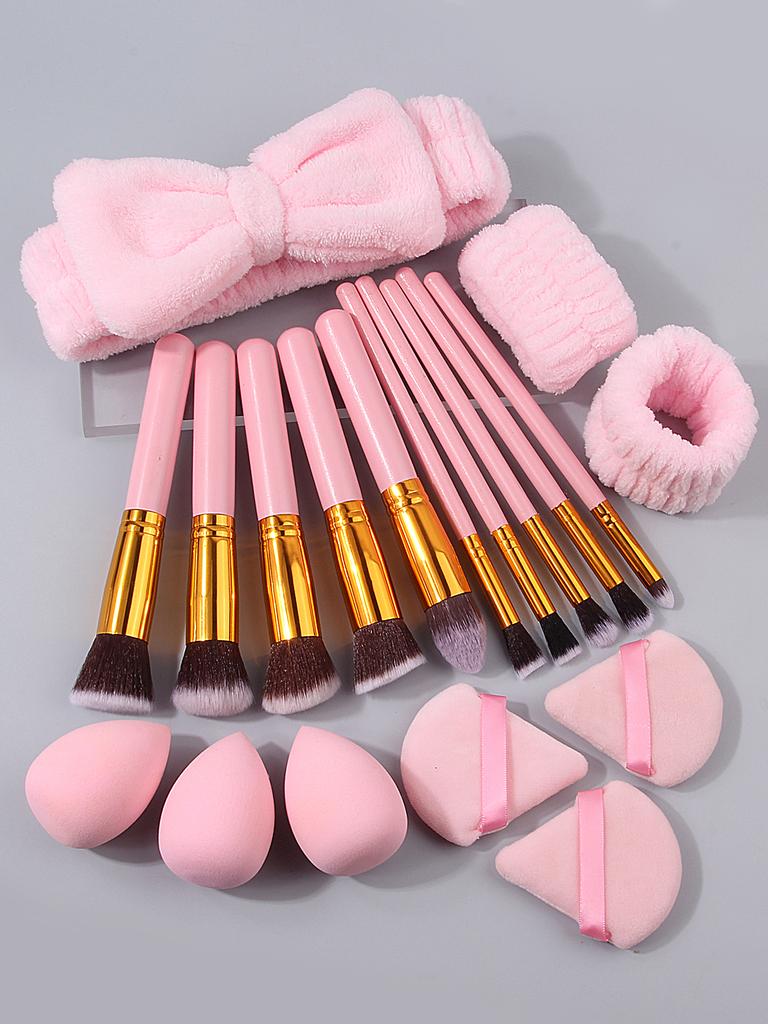 6/10/19PCS Professional Makeup Tool Set: 10 Makeup Brushes, Hair Bands, Wristbands, 6 Sponge Powder Puffs, Soft and Durable