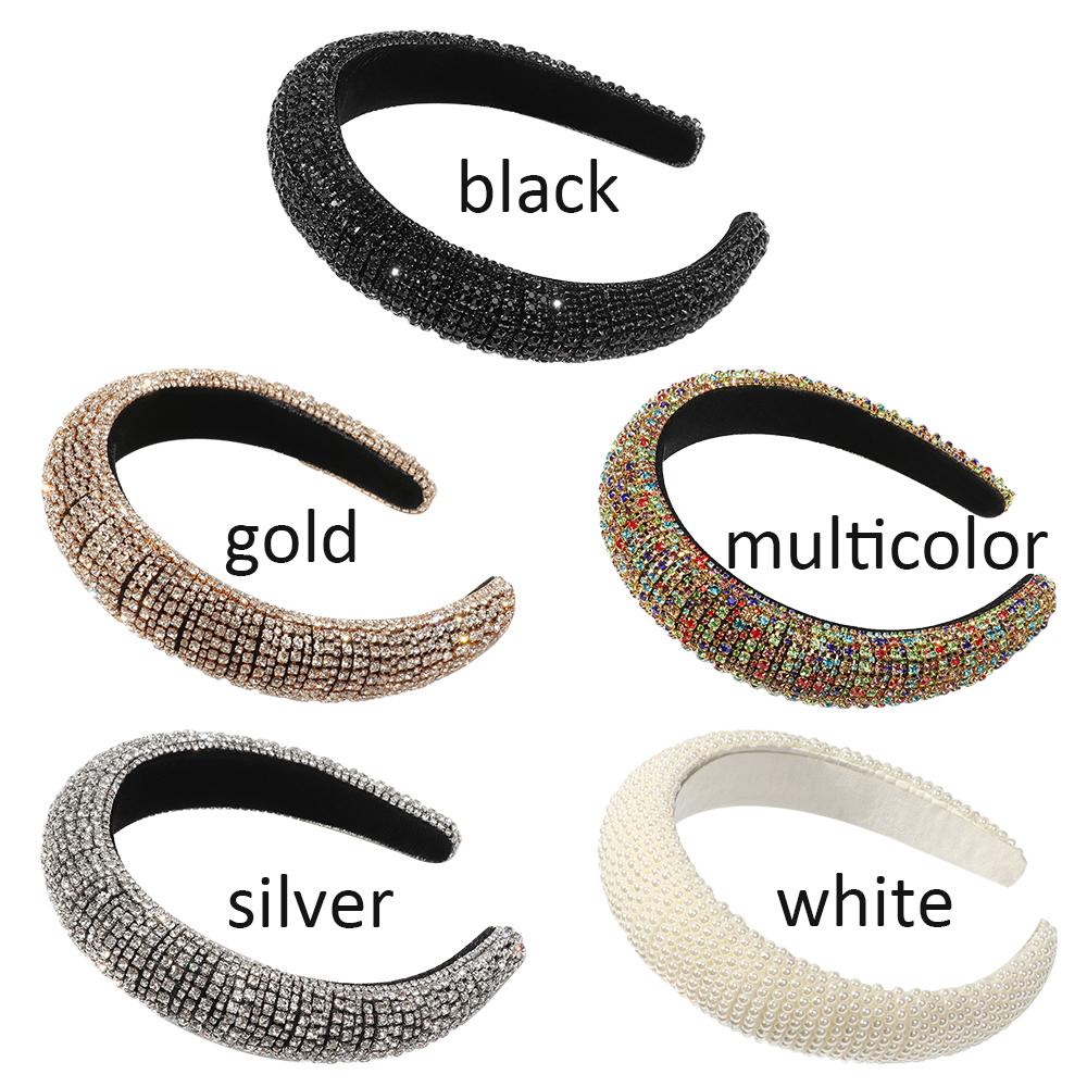 Handmade Hair Hoop Headband Rhinestone Pearl Haiband Wedding Headdress Full Crystal Baroque Tiara