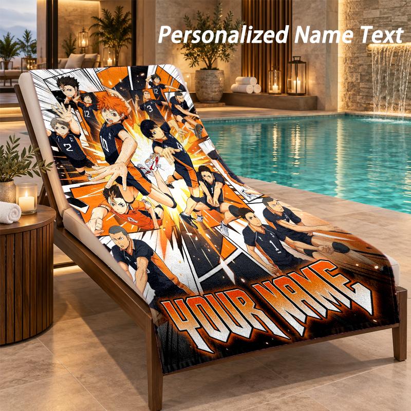 Haikyuu Custom Name Beach Towel Large Soft Towel for Indoor Bathroom Outdoor Beach
