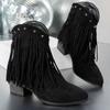 Женские ботильоны Chelsea с бахромой, туфли на высоком каблуке с острым носком, зимняя дизайнерская новая тенденция 2025 года в готическом стиле, массивные, повседневные, зимние ботинки Mujer