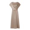 Women's Satin Cap Sleeve Wrap Elegant A-Line Flowy Wedding Guest Formal Maxi Dress