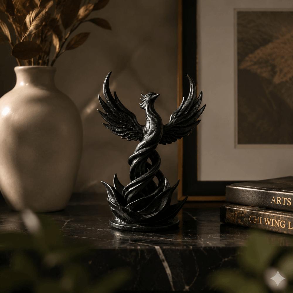 Vintage Bird Statue 3D Printed Home Decor Spiral Phoenix Sculpture Office Decoration