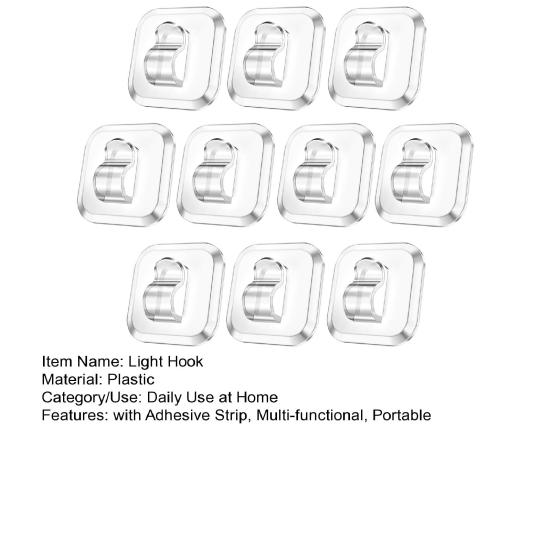 10/20/50/100 шт. Мини-крючок для гирлянды со клейкой полоской, для подвешивания гирлянды, прозрачный пластиковый зажим, маленькое рождественское украшение, держатель кабеля для гирлянды, настенный держатель