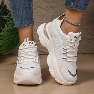 Мода 2025 НОВЫЕ Женские Туфли Весна Осень Подкладка Верх Спортивная Обувь Внутреннее Увеличение Высоты Резиновая Подошва Удобная Повседневная Обувь