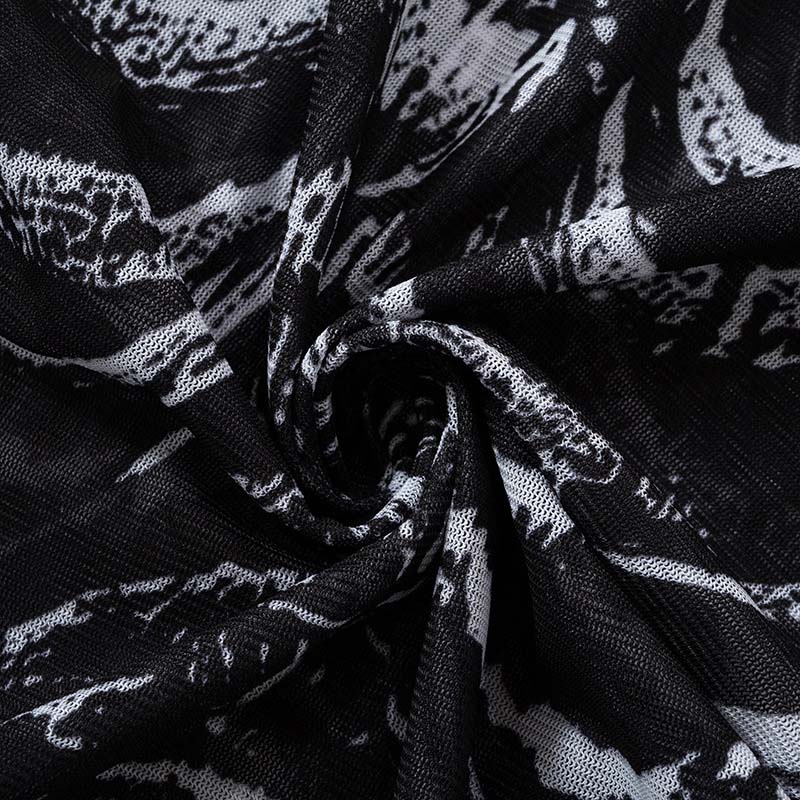 Готическая рубашка в стиле панк 2000-х годов с рисунком скелета, круглый вырез, длинный рукав, укороченный топ, черная темная академическая одежда, футболки y2k, уличная одежда