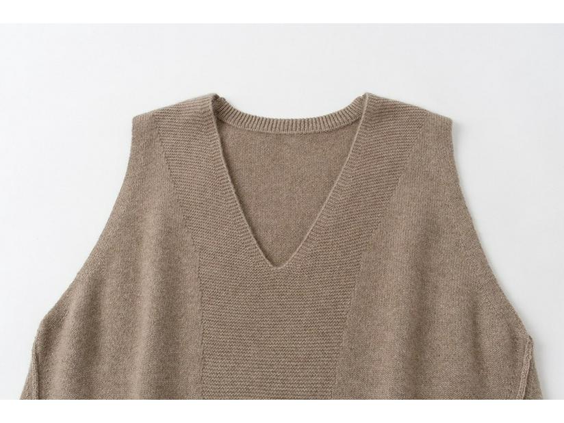 100% Pure Cashmere Women's Sleeveless V-Neck Cardigan, Inner Mongolia Wool Knit Vest