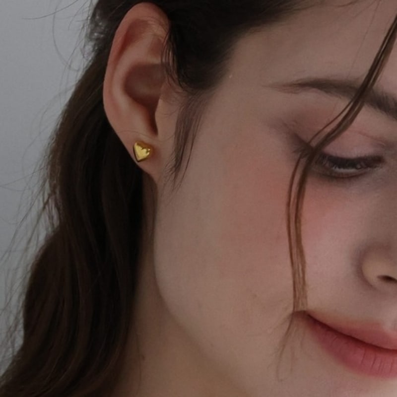 BEFORE MOONRISE [Silver 925] Plump Heart Earrings SE227 - Gold