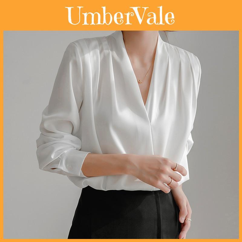 Satin Shirt For Women Long Sleeve With French Design And Classic Style For Office Wear