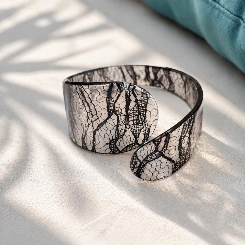Contrast Color Open Cuff Bracelet Open Cuff Polka Dot Bangle Eye-Catching Wrist Jewelry Women