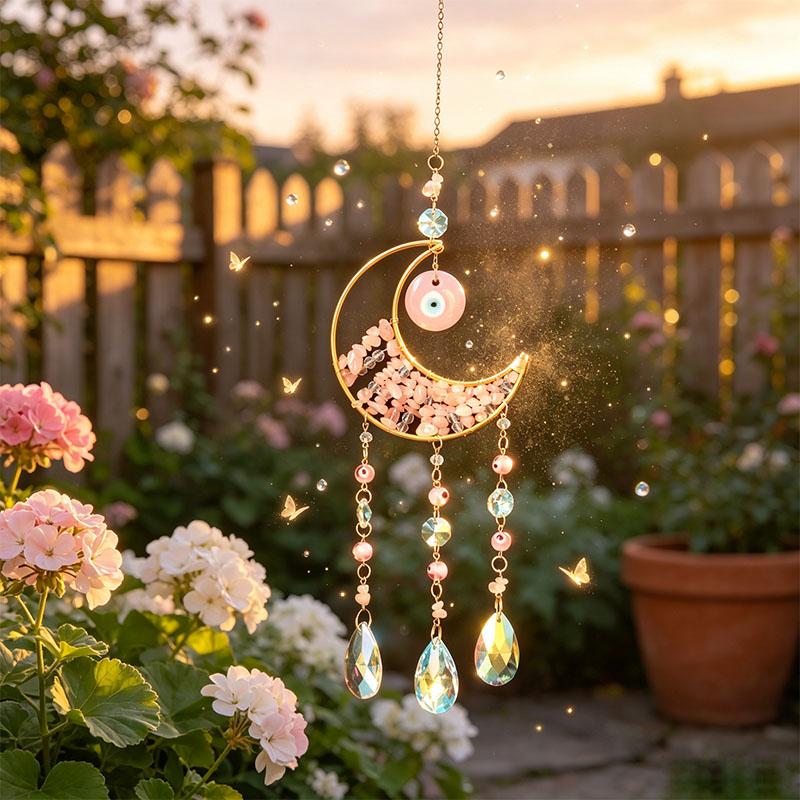 Crystal Agate Plate Car Pendant Sun Catcher Wind Chime Hanging Ornament for Home Decor for Wedding or Valentine's Day