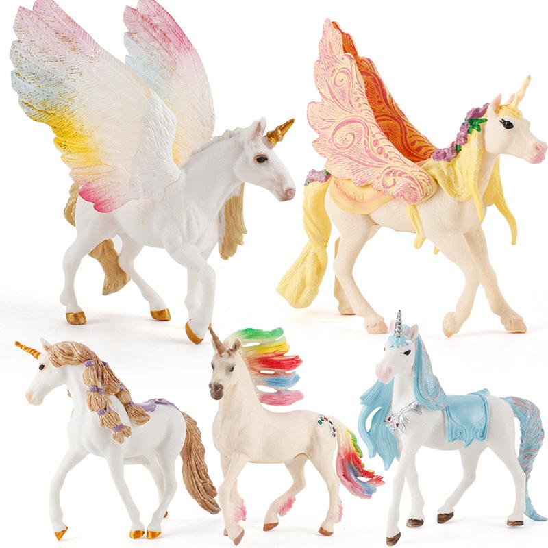 Animal Model Mythical Beast Toy Large Unicorn Rainbow Horse Pegasus Elf Sheep Ornament Doll