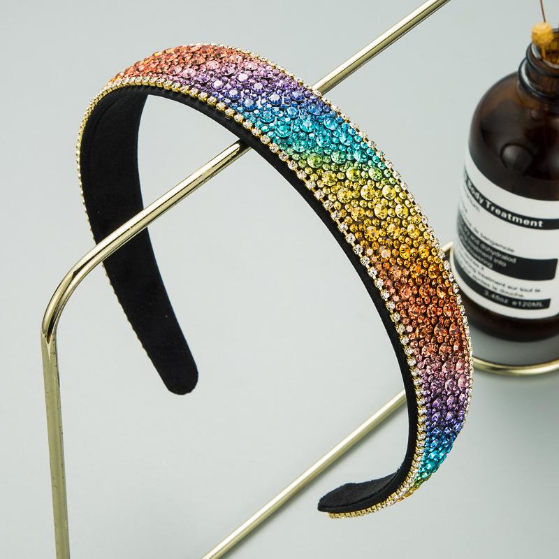 Women's Colored Full Drilling Anti Slip Head Hoop Simple Face Wash HairBand Accessories