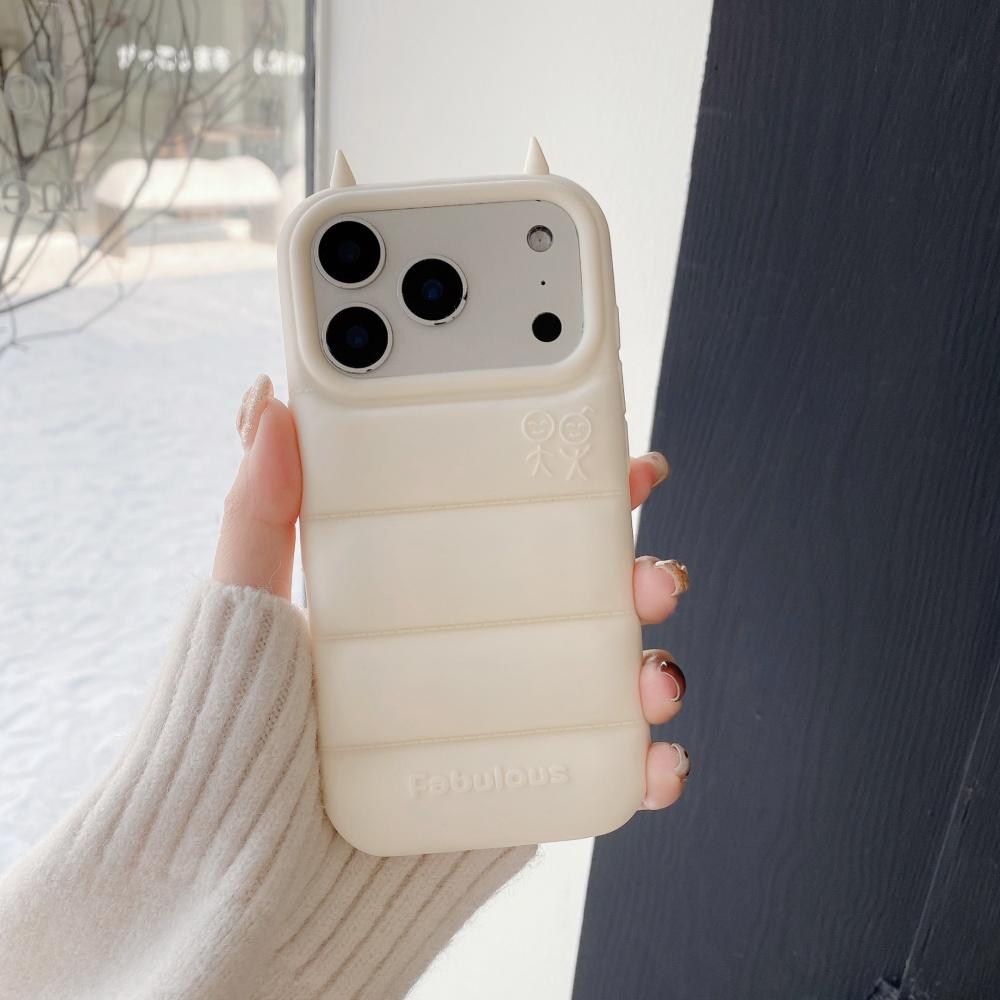 Смешной 3D чехол для телефона с рожками дьявола, пуховик, для iPhone 17 Pro Max 16 15 14 13 12 Pro Max 16Plus 16E, милый, ударопрочный, мягкий чехол