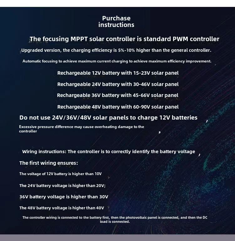 Универсальный интеллектуальный солнечный контроллер MPPT (12В-48В)