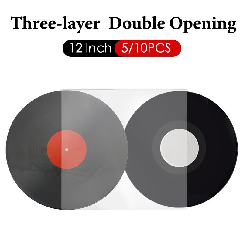 3/5/10 шт. Пакеты для хранения виниловых пластинок с двойным открытием, трехслойные, для пластинок 12 дюймов (LP), двухнаправленное открытие, защитный чехол для альбома