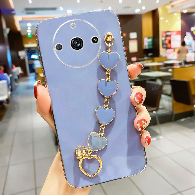 Realme11 Роскошный чехол-цепочка с сердечком и покрытием Love для Oppo Realme 11 10 Pro Plus 4G 5G Силиконовый чехол для Realme10 11Pro