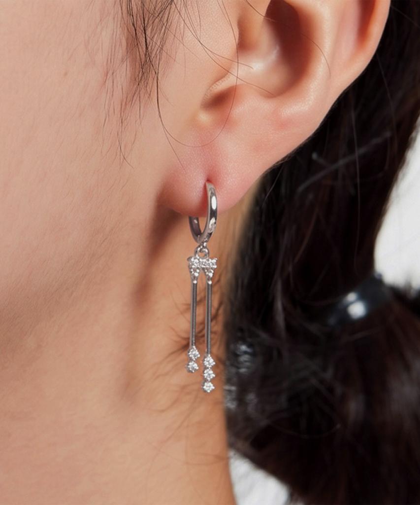 Helene Jewelry Серебряные серьги-подвески Zalo с одним замком-защелкой, серебро 925 пробы