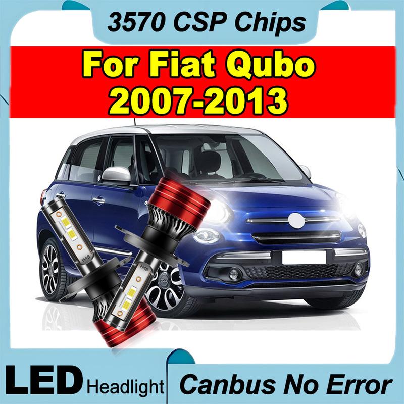 2PCS 120W Headlight Canbus No Error Auto Lights H4 High Lumens Lamps Led Brightest Upgraded CSP Chips For Fiat Qubo 2007-2013