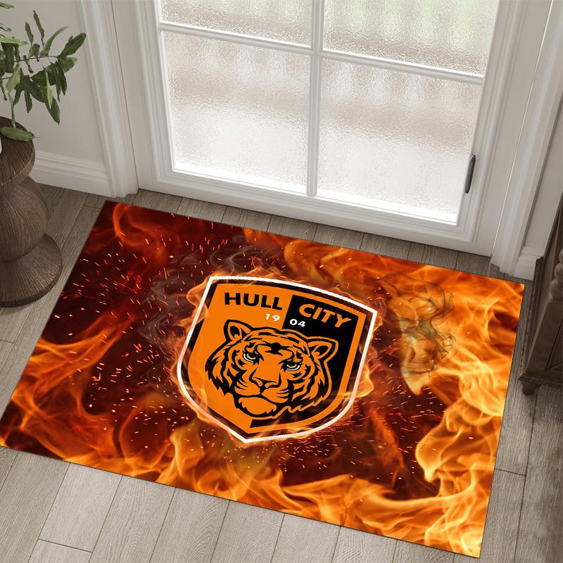 Hull City Football Design Crystal Velvet Carpet Cozy Non?Slip Printed Rug For Bedroom Living Room Entrance