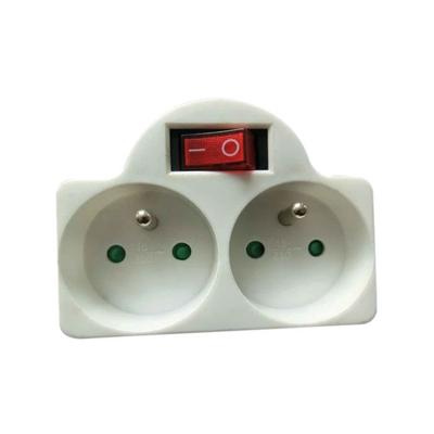 Розетка с выключателем Dhome, 2p+t, 2 x 2p+t