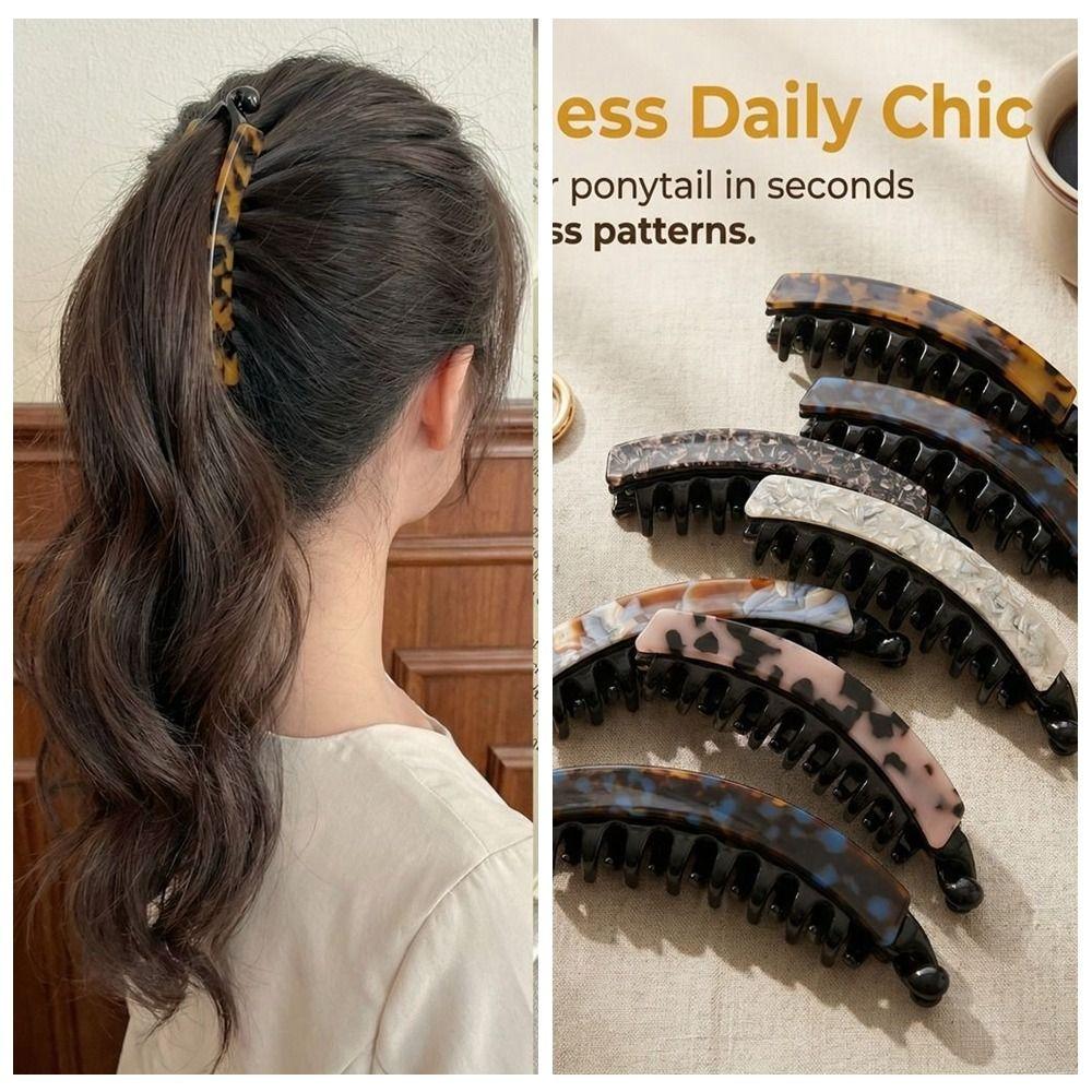 Acetic Acid Leopard Print Hair Clip Large Size Vertical Clip Creative Acetate Banana Clip Girl