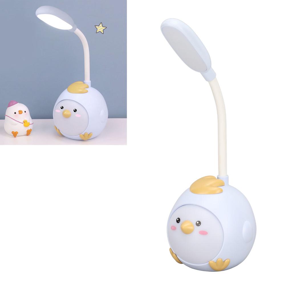 LED Desk Lamp USB Charging Eye Flexible Color Night Light with Cute Chicken Base