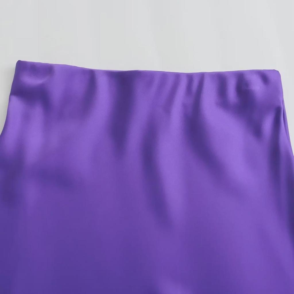 Новая атласная юбка миди в европейском и американском стиле 8632845