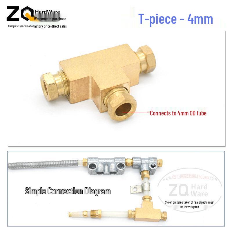Oil Circuit Distributor Set: Nylon Tube, Copper Double-Ended Plug, Bushing, Inner Snap Ring (810x1 to 1/4), 68mm.