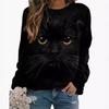 2025 Autumn/Winter Women's Hoodless Sweatshirt Fashion Trendy Sweatshirt Cat 3D Printed Loose Casual Long Sleeve T-shirt