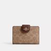 Medium Corner Zip Wallet In Signature Canvas Gold Tan Brown