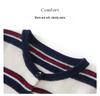 Korean Style Cashmere Puppy Embroidery Striped Crew Neck Sweater Coat for Women - Autumn/Winter Loose Knit Cardigan