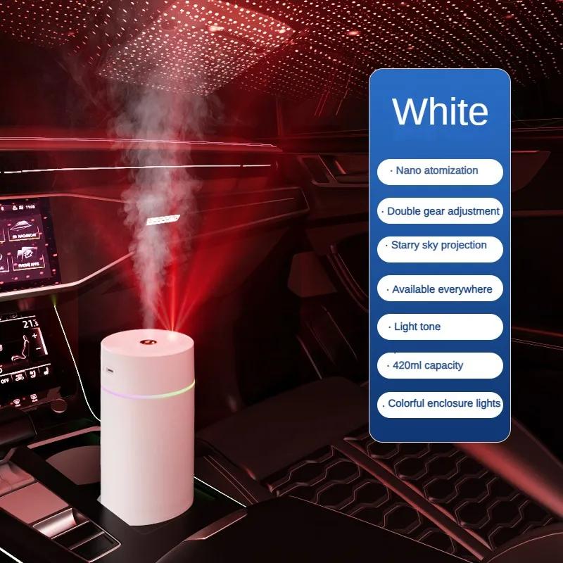 Автомобильный диффузор Starry Zenithcar, перезаряжаемый через USB увлажнитель, проекция яркого неба, лампа звездного неба, атмосферный светильник, автомобильный диффузор