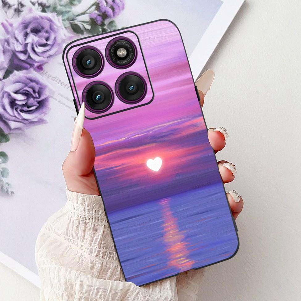 Для Motorola Edge 60Pro XT2507-1 Задняя крышка Для Motorola Edge 60 Pro Чехол Милый Мультяшный Роскошный Цветочный Рисунок Черный Силикон 6.7"
