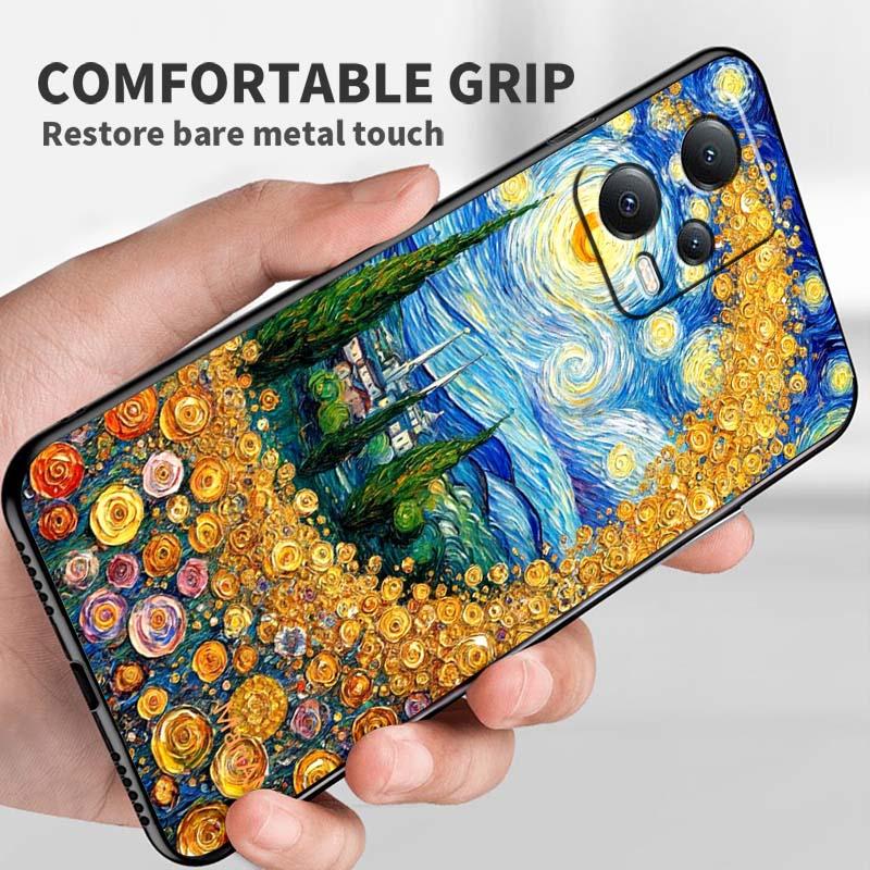 Креативные пейзажные узоры Чехол для телефона Для Xiaomi Redmi Note 15 14 13 12 12S 11E 11 11S Pro Plus 4G 5G Черный Мягкий ТПУ