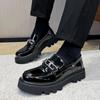 Mens Fashion Wedding Party Dress Shoes Slip-on Patent Leather Oxfords Shoe Black Stylish Platform Loafers Gentleman Footwear Man