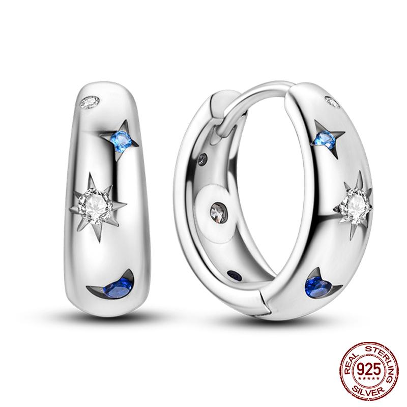 Новые женские серьги из стерлингового серебра 925 пробы, роскошные серьги из розового золота в форме сердца со звездами и луной, изысканные ювелирные украшения в подарок на день рождения