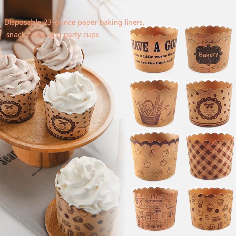 50/100pcsHeat-Resistant Kraft Paper Muffin Cups for Baking and Serving - Small Kitchen Accessories for Cakes, Pastries, and More