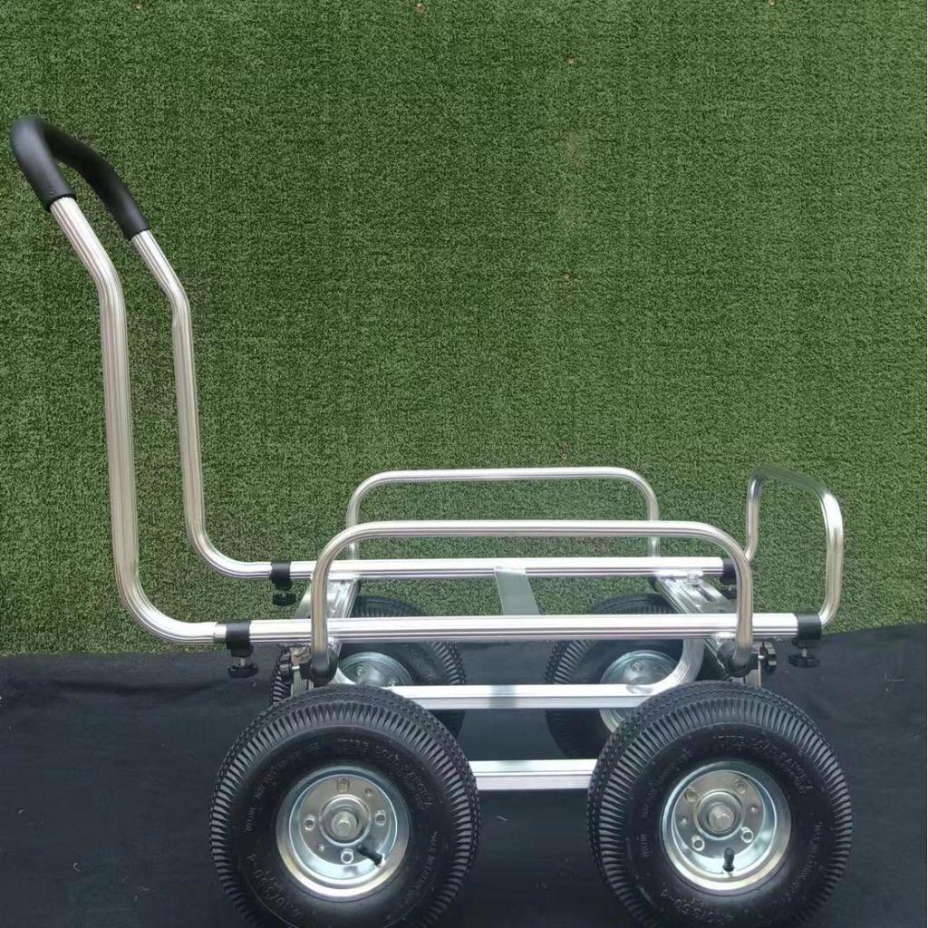 Aluminum Silent Flatbed Hand Truck with Guardrail