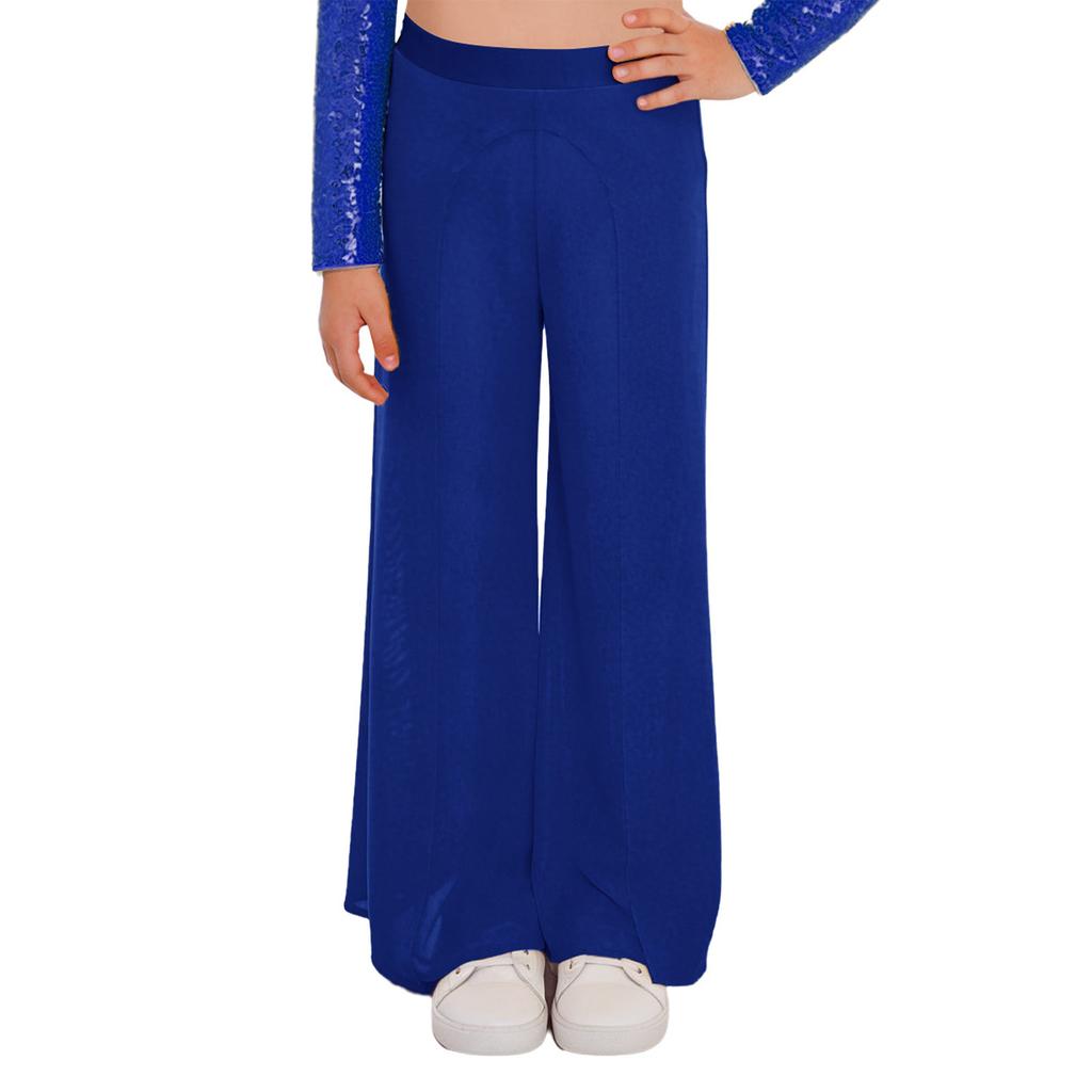 Girls Competition Dance Pants: Elastic Waistband Wide-Leg Mesh with Built-In Briefs for Lyrical Performance