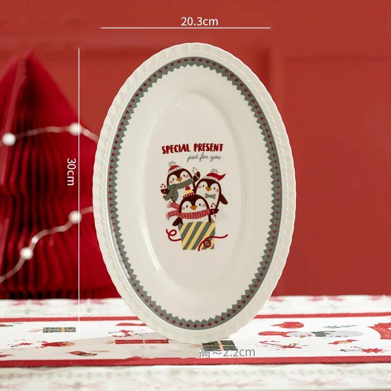 Exquisite Christmas Ceramic Plates Home Fruits Dessert Plate Delicious Dishes Salad Dining Plate Cute Rice Bowls