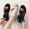 Women Beige Sandals Casual Soft Comfortable Flats Shoes Black Flower Simple Open Toe Sandals for Mother