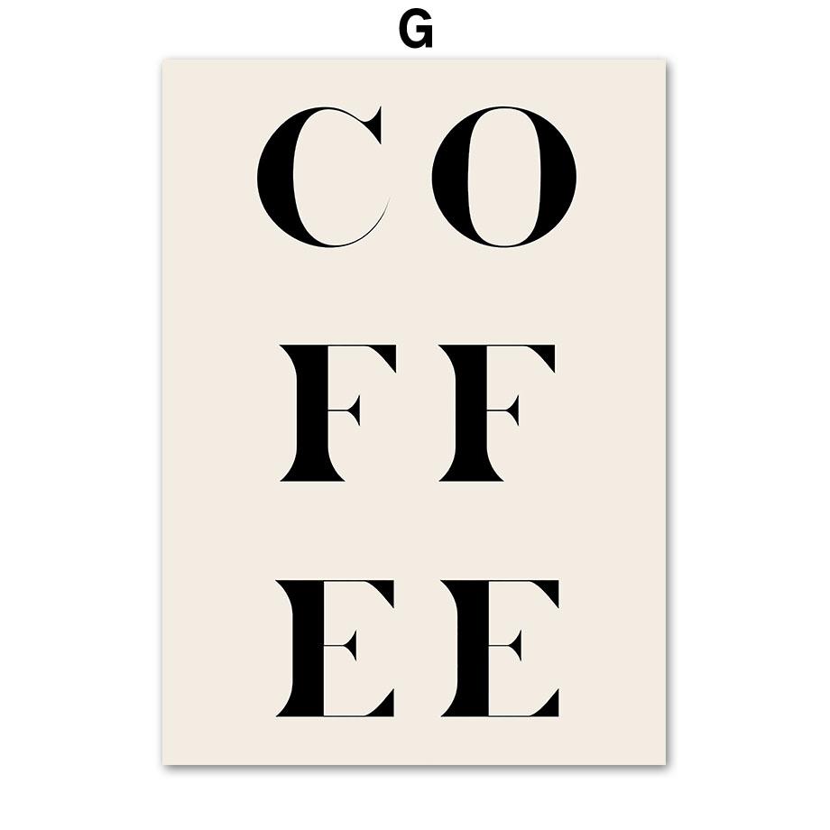Абстрактная линия кофе Определение Coffea Arabica Wall Art Холст Картины Плакаты и принты Настенные картины Кафе-бар Кухонный декор