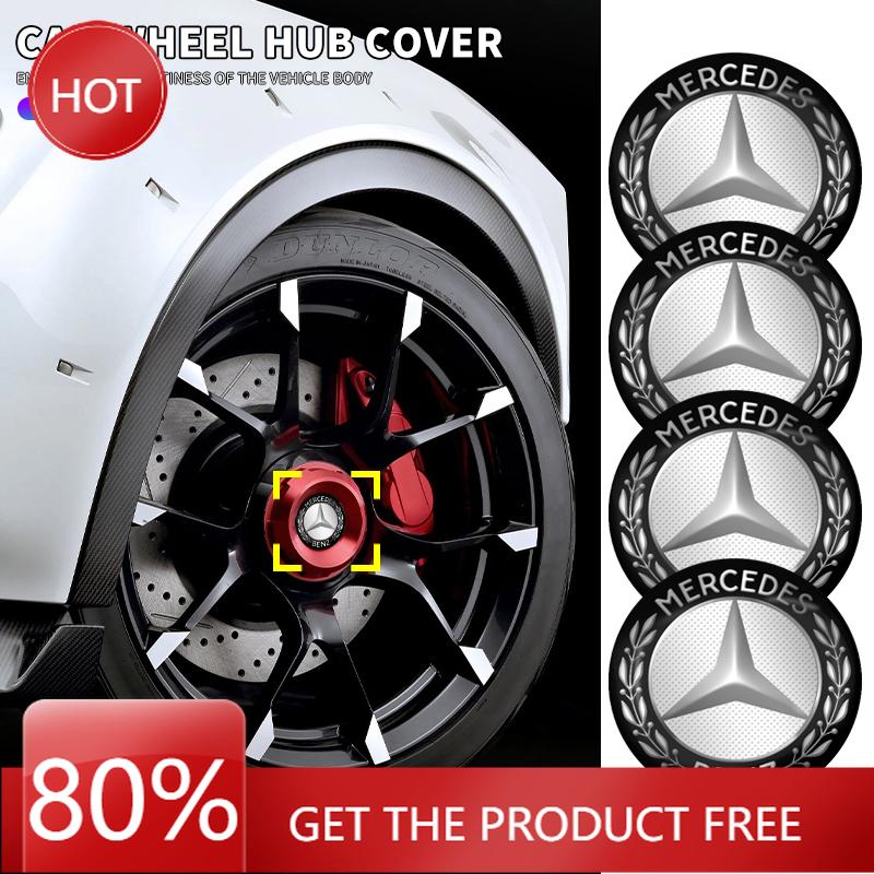 Car Sticker 4Pcs 56mm Aluminum Emblem Car Wheel Center Hub Caps Sticker for Mercedes Benz B/C/E/S Class A Class C200L GLC GLK Ne