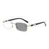 Men'S Business Frameless Photochromic Myopia Glasses Advanced Sensory Border Blue Light Glasses Classic Square Frame Unisex