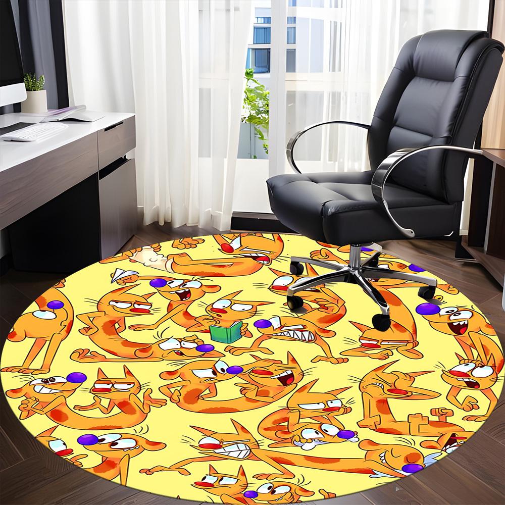 1pc Cat Dog Office Round Area Rug, Bedroom Living Room Home Decor, Room Deco, Offic a1016120